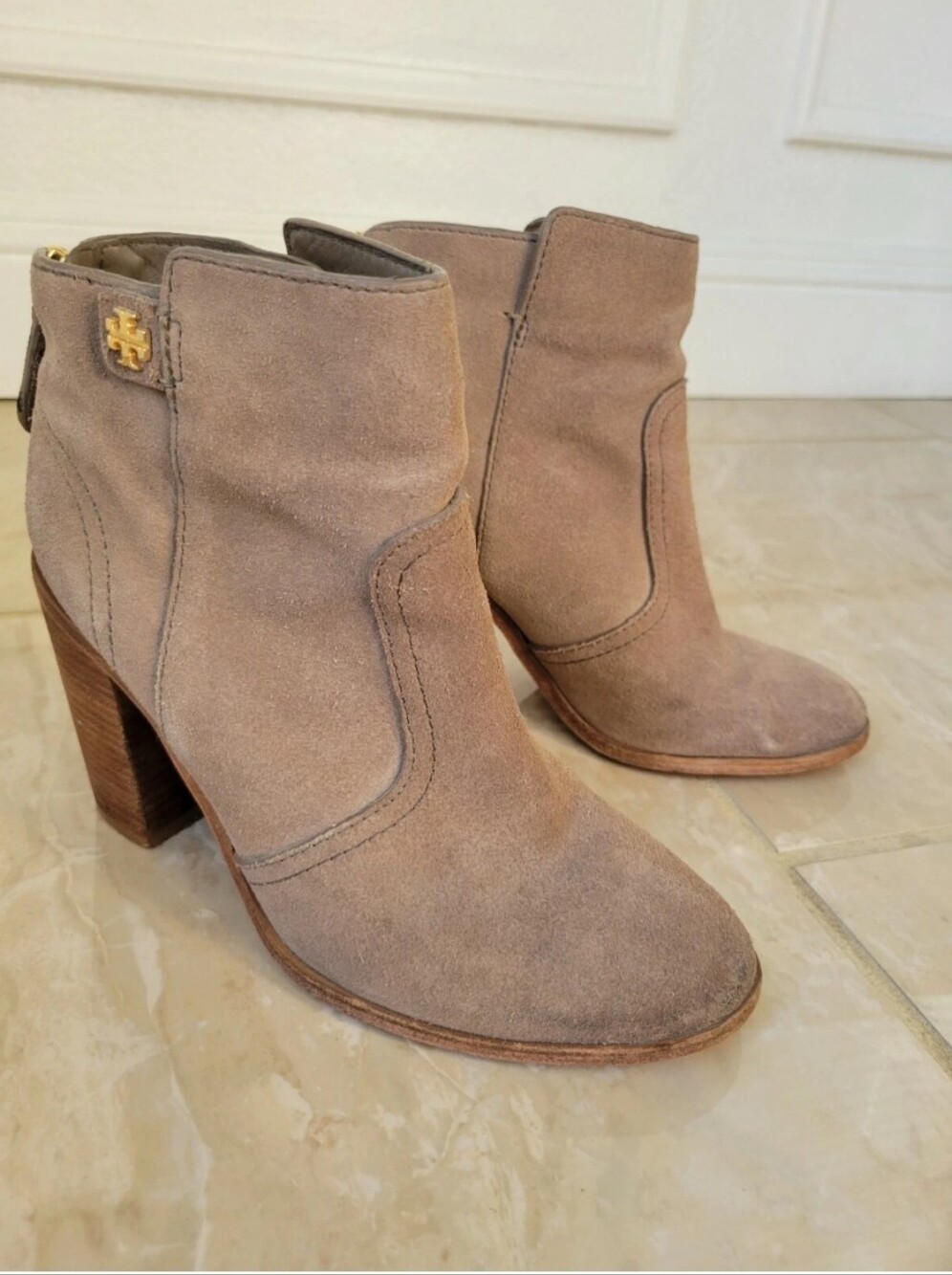 Tory Burch Brown Suede Ankle Bootie Shoes Size 6.5